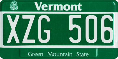 VT license plate XZG506