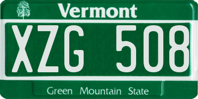VT license plate XZG508