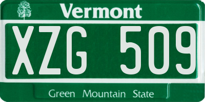 VT license plate XZG509
