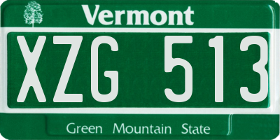 VT license plate XZG513
