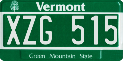 VT license plate XZG515