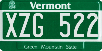 VT license plate XZG522