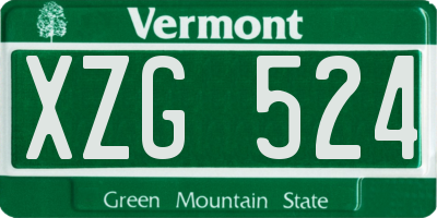 VT license plate XZG524
