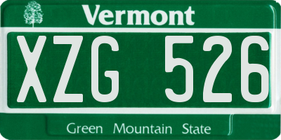 VT license plate XZG526