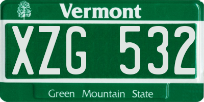 VT license plate XZG532