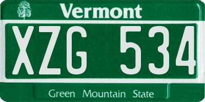VT license plate XZG534