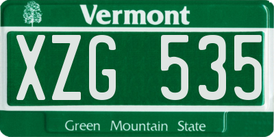 VT license plate XZG535