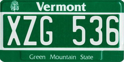 VT license plate XZG536