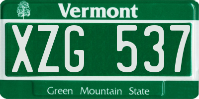 VT license plate XZG537