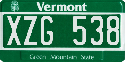 VT license plate XZG538