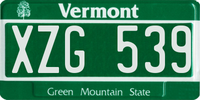 VT license plate XZG539