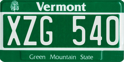 VT license plate XZG540