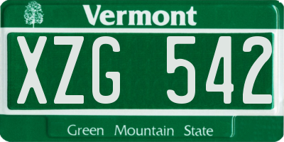 VT license plate XZG542
