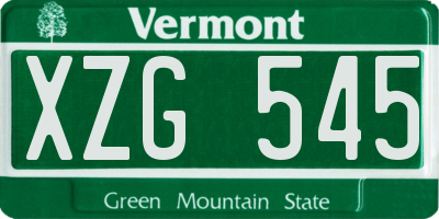 VT license plate XZG545