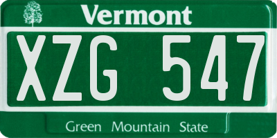 VT license plate XZG547