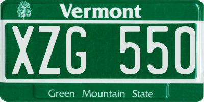 VT license plate XZG550