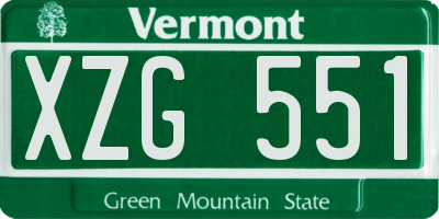 VT license plate XZG551