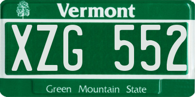 VT license plate XZG552