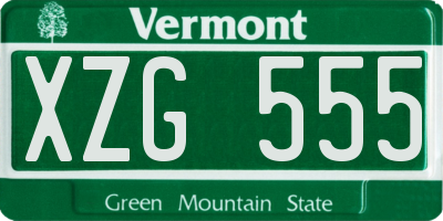 VT license plate XZG555