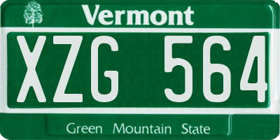 VT license plate XZG564
