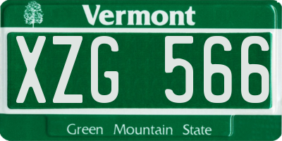 VT license plate XZG566