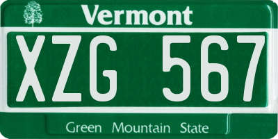 VT license plate XZG567