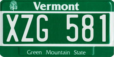 VT license plate XZG581