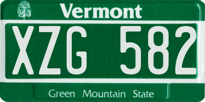 VT license plate XZG582