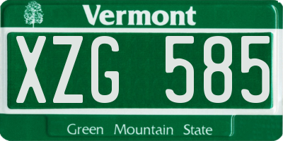 VT license plate XZG585