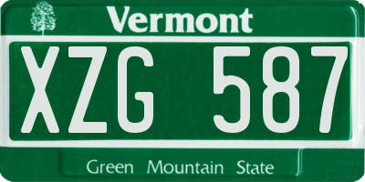 VT license plate XZG587
