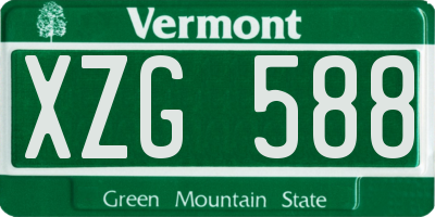 VT license plate XZG588