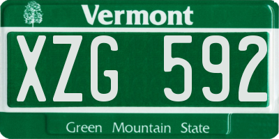 VT license plate XZG592