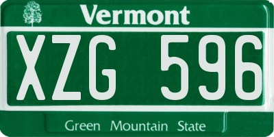 VT license plate XZG596