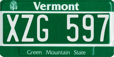 VT license plate XZG597