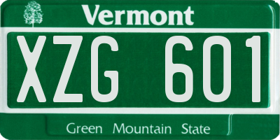 VT license plate XZG601