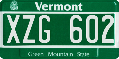 VT license plate XZG602