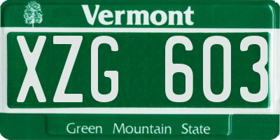 VT license plate XZG603
