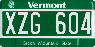 VT license plate XZG604