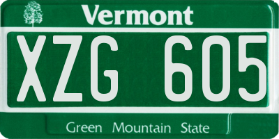VT license plate XZG605