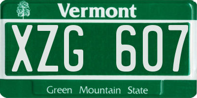VT license plate XZG607