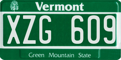 VT license plate XZG609