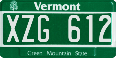 VT license plate XZG612