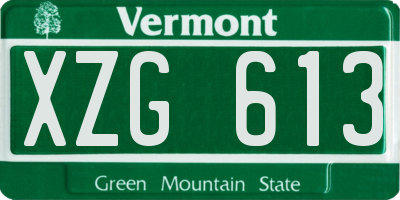 VT license plate XZG613