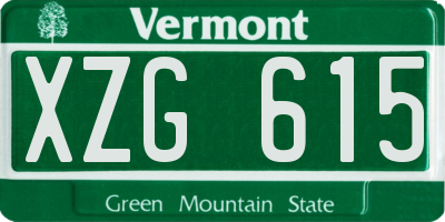 VT license plate XZG615