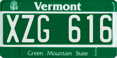 VT license plate XZG616