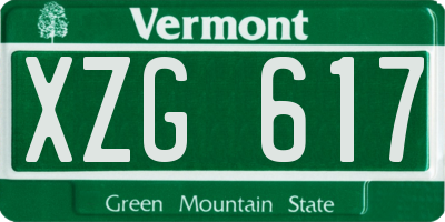 VT license plate XZG617