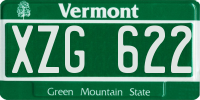 VT license plate XZG622