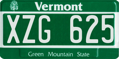 VT license plate XZG625