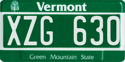 VT license plate XZG630