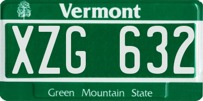 VT license plate XZG632